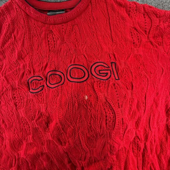 COOGI Australia Red Knit Pullover Sweater Spell Out Logo 3D Biggie 4XL Cotton - Picture 11 of 16